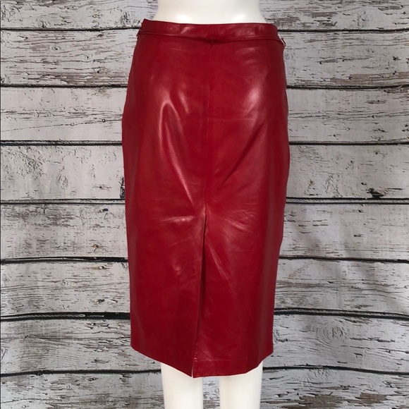 ⭐️HP🧜‍♀️ Gucci Red Leather Pencil Skirt  sz42 - Picture 3 of 7